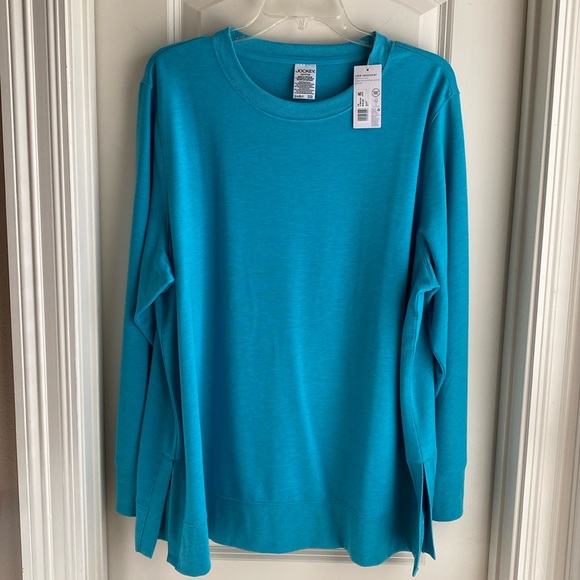 JOCKEY (1X) French Terry Crew Sweatshirt Style #15803, Color #336 Soft Teal, NWT - Picture 2 of 12